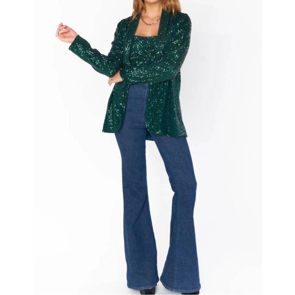 Show Me Your MuMu Dance Blazer Emerald Green Sequins Jacket NWT - Picture 4 of 7